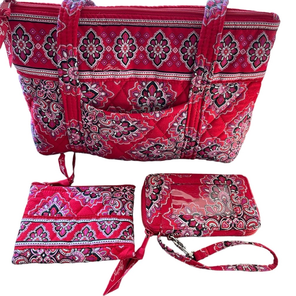 Vera Bradley Frankly Scarlet Red Tote Bag Set